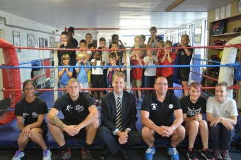 PCC Matthew Ellis, coaches of Right Stuff and youngsters involved in boxing