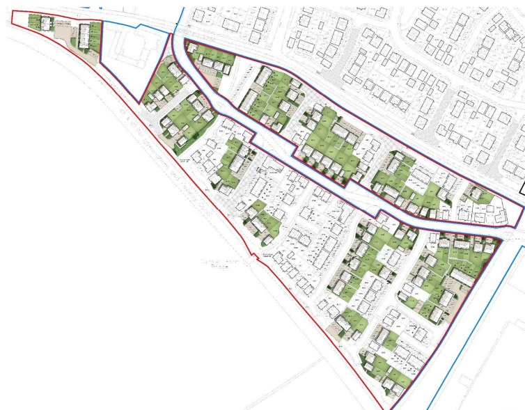 The amended site plan for the Dunstall Farm development presented to Tamworth Borough Council_'s Planning Committee