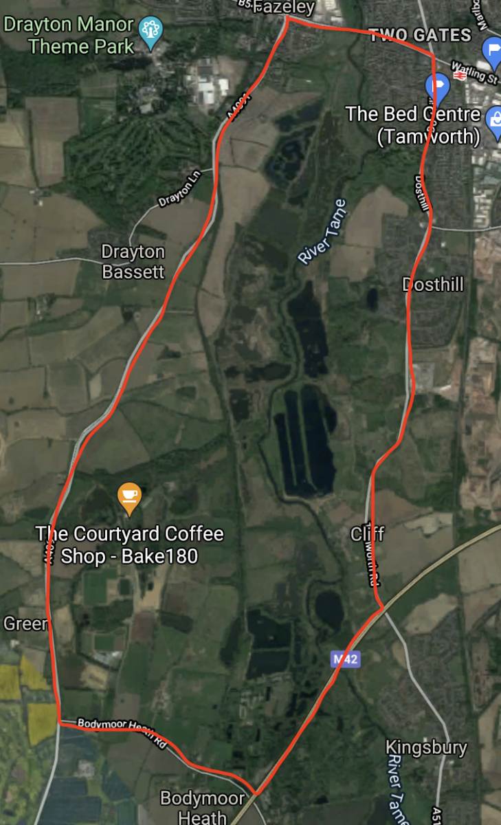 Map of rural area checked in hunt got Bill.