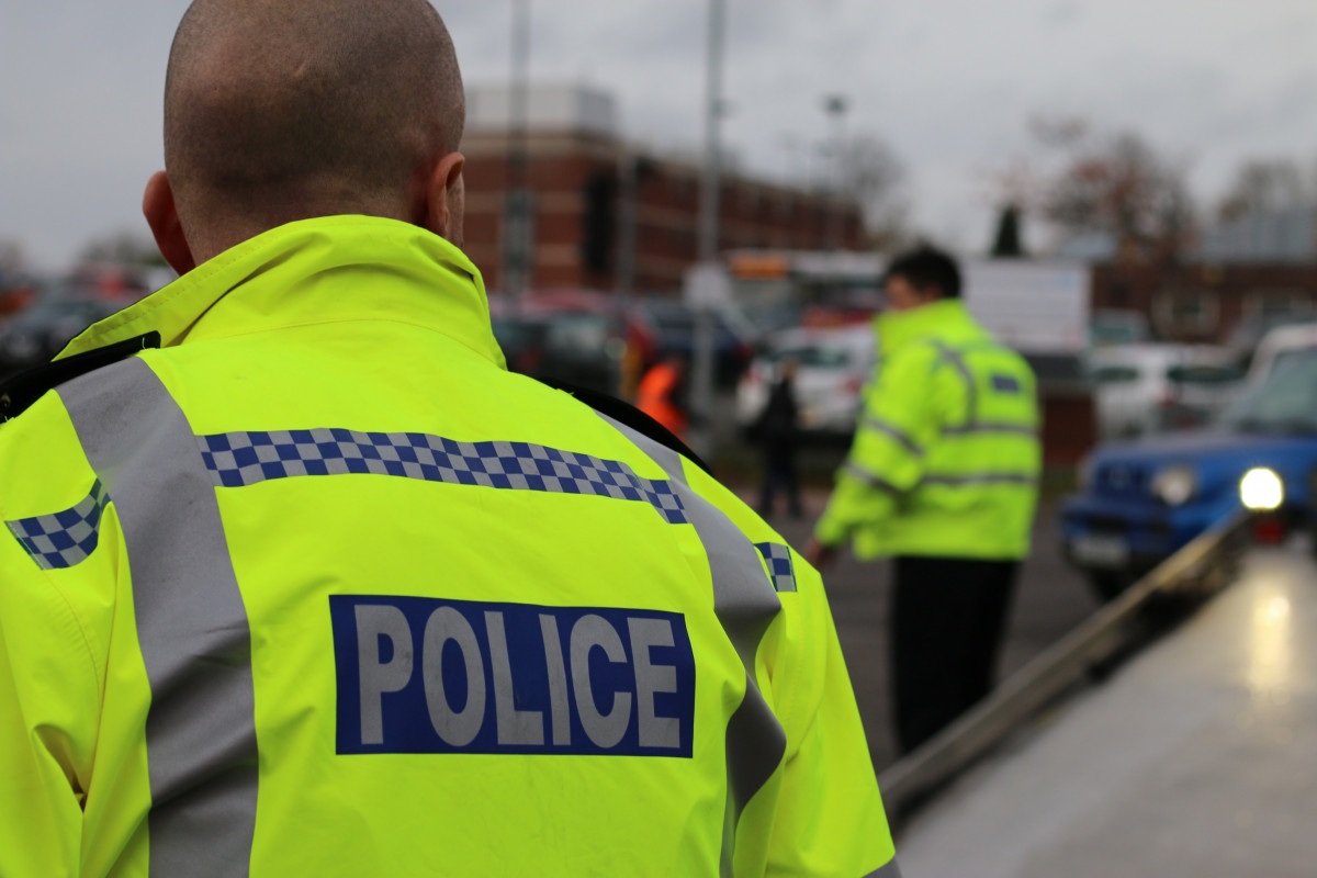 Officers at the scene of a road traffic collision 